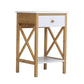 Nightstand with Drawer, End Table with Storage Shelf, Modern Side Sofa Table, Accent Bedside Table with X-Shape Frame for Living Room/Bedroom, White & Natural