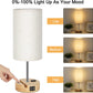 Bedside Lamps Set of 2 with USB Ports and AC Outlet, Wood Small Table Lamps with Phone Holder and E26 Bulbs, 3 Way Dimmable Nightstand Lamps for Bedroom Living Room Reading (Light Brown, Beige)