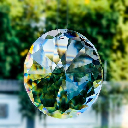 60Mm round Glass Crystal Prism Suncatcher Faceted Glass Hanging Home Decor Gift