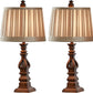 24" Table Lamp Set of 2 for Living Room Bedside Table Desk Lamps for Bedroom Kids Room Office Rustic Table Lamps Resin Brown