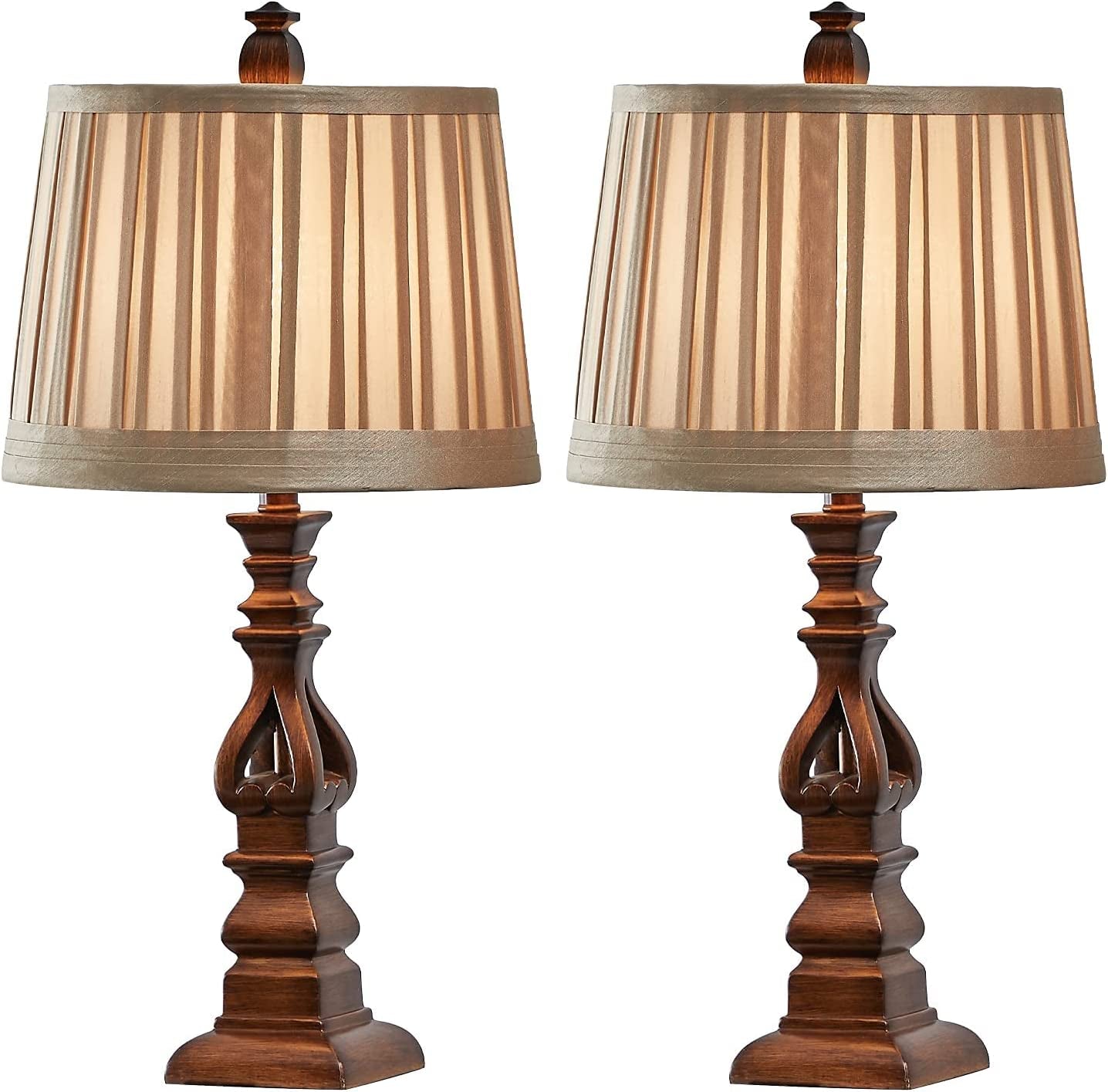 24" Table Lamp Set of 2 for Living Room Bedside Table Desk Lamps for Bedroom Kids Room Office Rustic Table Lamps Resin Brown