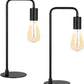 Industrial Table Lamp Set of 2, Small Black Metal Desk Lamp for Bedroom Nightstand Dressers Office Living Room Coffee Table College Dorm