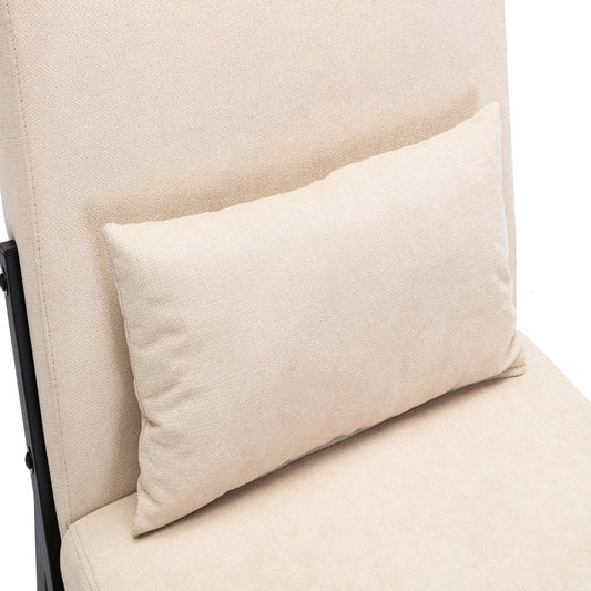 Cream Accent Chair for Living Room Tuffed Upholstered Sofa Chairs Fabric Armless Contemporary Accent Chair Mid Century Fabric Roll Arm Living Room Chair with Metal Legs