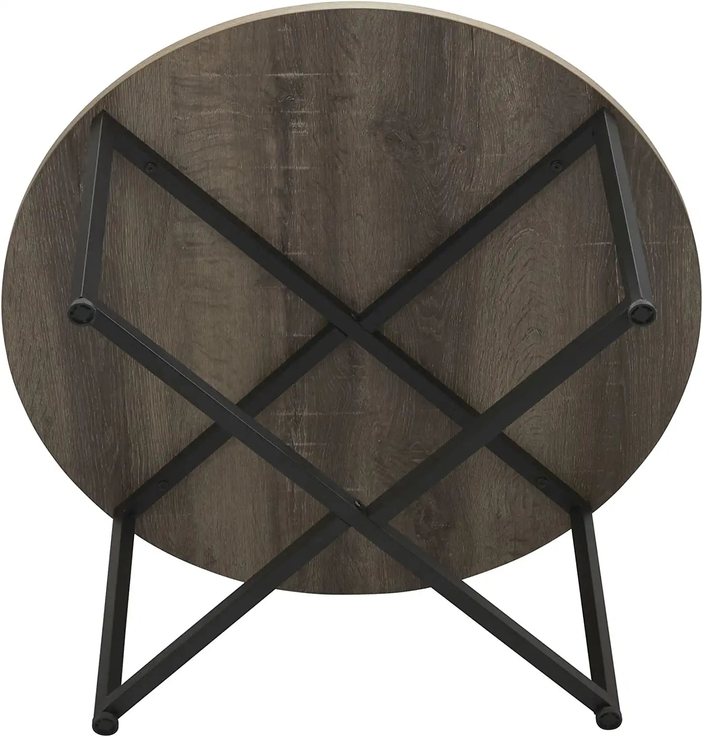 Grey Top Black Frame Ashwood round Coffee Table, 31.5 X 31.5