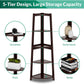 5 Tier Corner Shelf – Modern Wall Corner Storage Rack Plant Stand Small Bookshelf - Freestanding Ladder Shelf Display Organizer for Living Room, Kitchen, Home Office, Small Space (Coffee)