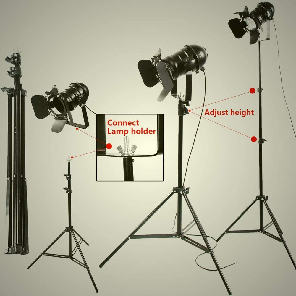 Vintage Industrial Black Retro Tripod Adjustable Floor Lamp Parking Light, 5 Meter Cable with Foot Switch Parking Light Tripod Gooseneck for Living Room Bedroom Office Bar Lighting (Pack of 2)