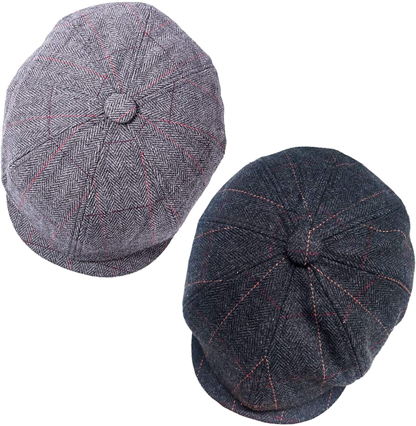 2 Pack Newsboy Hats for Men Classic 8 Panel Wool Blend Gatsby Ivy Hat