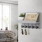 Decorative Key and Mail Holder for Wall - Rustic Key Hooks with Floating Shelves Mail Organizer for House Apartment Entryway Decor - Premium Key Hanger, Light Grey