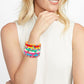 Surfer Heishi Bracelets for Women Stackable Rainbow Vinyl Disc Clay Beaded Stretch Bracelets Elastic Layering Friendship Bracelets Boho Summer Beach Jewelry