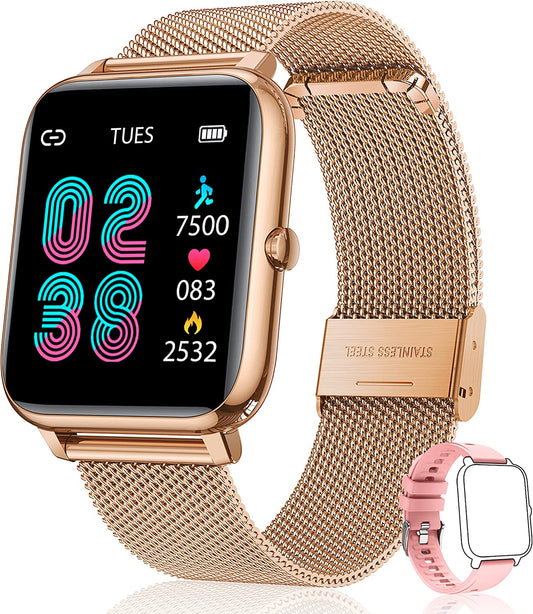 Smart Watch for Women Men Fitness: Waterproof Smartwatch for Android Ios Phone Sport Running Digital Watches Activity Tracker with Heart Rate Sleep Blood Oxygen Monitor Step Counter Touch Screen