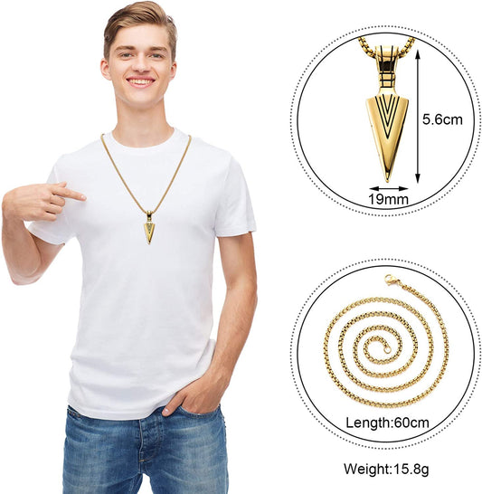 3 Pieces Christmas Stainless Steel Pendant Chain Necklace Spearpoint Necklace