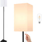 Floor Lamp-Floor Lamps for Living Room, Modern Standing Lamp Stand up Lamp with Square Linen Shade, 2700K Warm White Bulb Included, Simple Design Tall Floor Lamp for Bedroom Office Christmas-64.6In