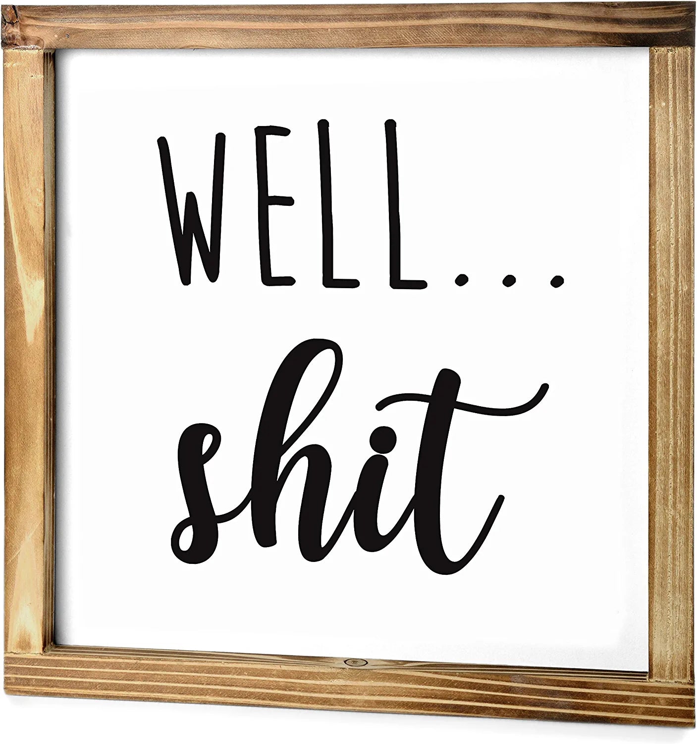 Well Shit Farmhouse Bathroom Sign - Funny Modern Farmhouse Decor Sign, Cute Guest Bathroom Decor Wall Art, Rustic Home Decor, Sign for Bathroom Wall with Funny Quotes 12X12 Inch