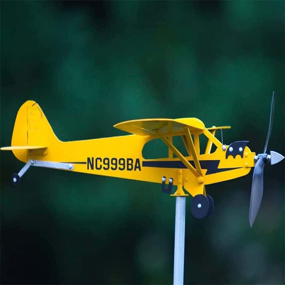 Piper J3 Cub Airplane Weathervane, Metal Weather Vane Decoration Gifts, for Any Garden Pergola Deck Gazebos or Yard, for Flight Lovers