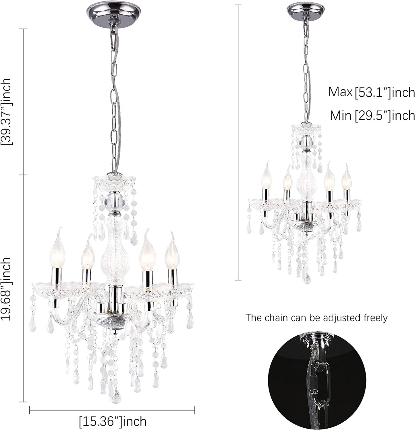 Crystal Chandeliers Clear Acrylic Chandelier Mini 4-Lights Pendant Lighting Modern Hanging Light Fixtures for Girl'S Room,Dining Rooms