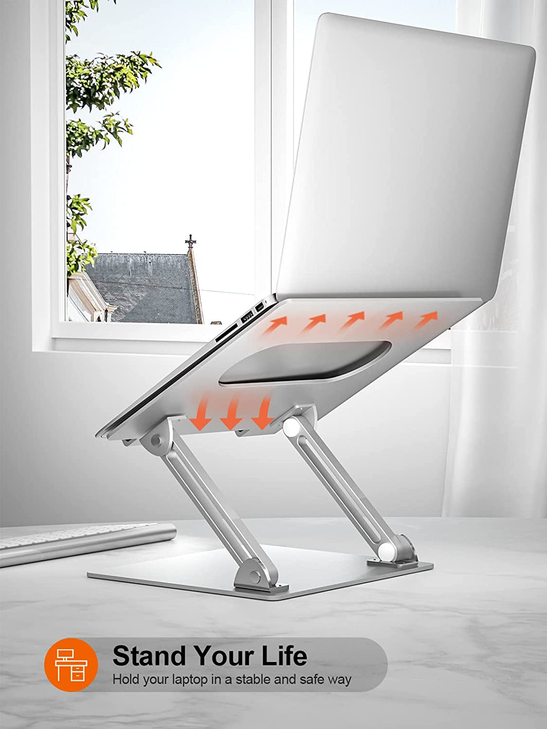 Adjustable Laptop Stand for Desk, Ergonomic Portable Computer Stand Aluminum Laptop Holder with Heat-Vent to Elevate Laptop, Macbook, Air, Pro, Dell XPS, Samsung, 11-17" All Laptop Stand Holder