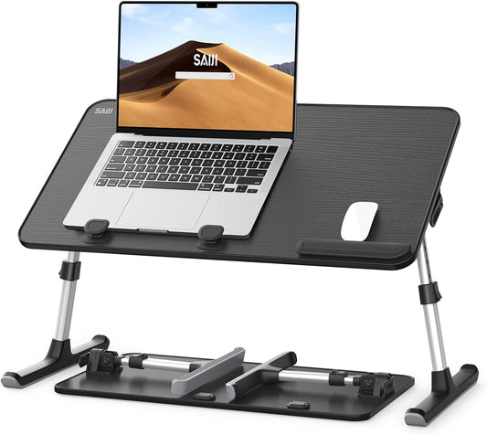 Laptop Desk for Bed, SAIJI Lap Desks Bed Trays for Eating Writing, Adjustable Computer Laptop Stand, Foldable Lap Table in Sofa and Couch (23.6 X 13,Black)