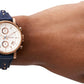 Women'S Original Boyfriend Stainless Steel and Leather Quartz Chronograph Watch