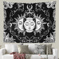 Sun and Moon Tapestry, Black and White Tapestries Mystic Burning Sun with Star Wall Hanging Decor for Bedroom (59" W X 51" L)