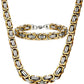 Stainless Steel Male Chain Necklace Byzantine Bracelet for Men Jewelry Sets 8.5 Inch Bracelet