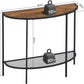 Console Table 2 Tier Narrow Entryway Table with Storage Shelves Half Moon Sofa Couch Table Industrial Small Entry Way Tables for Living Room Bedroom Hallway Office Easy Assembly, Walnut Black