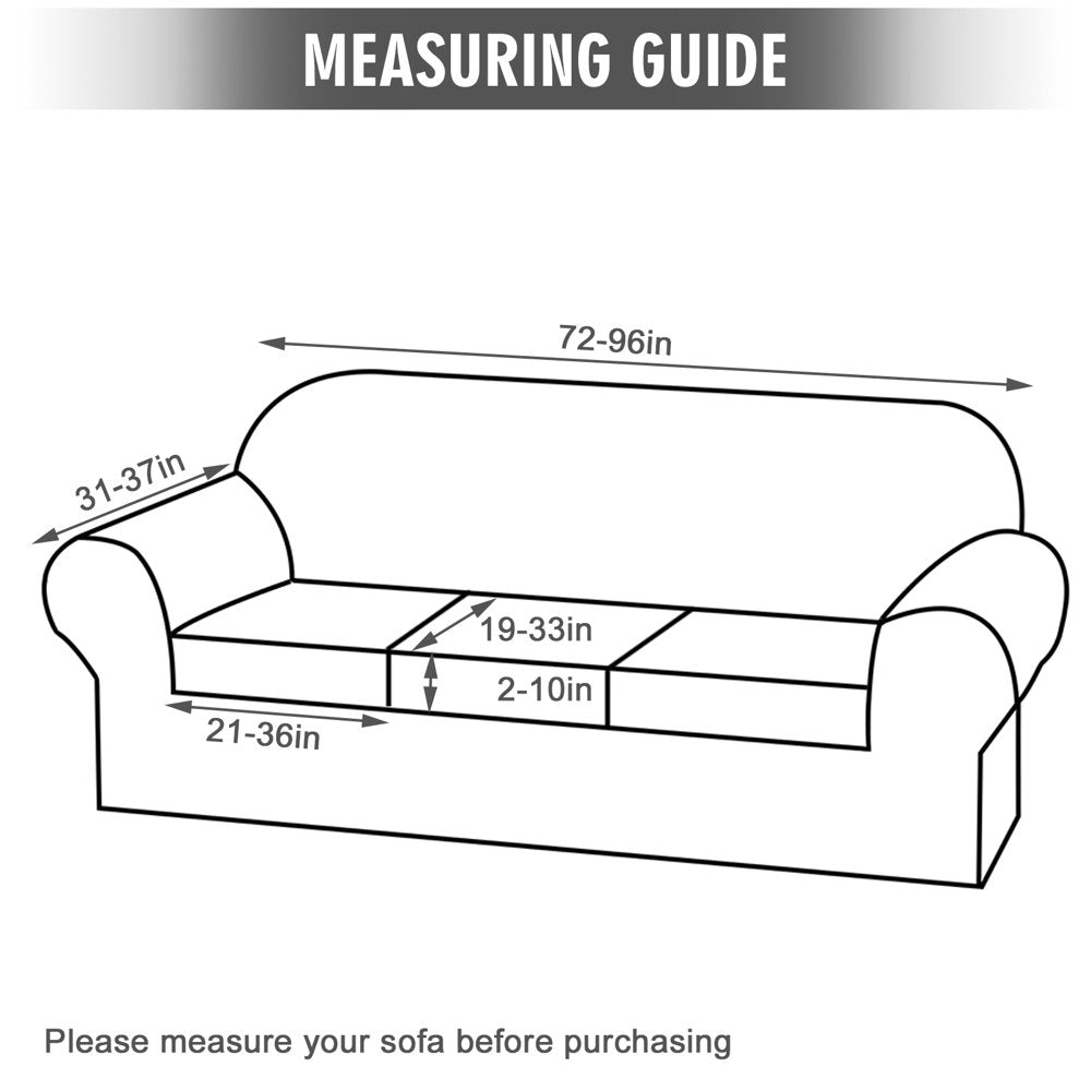 Velvet Plush 4 Piece Stretch Sofa Covers Couch Covers for 3 Cushion Couch 3 Seater Covers (Base Cover plus 3 Individual Cushion Covers) Feature Thick Soft Stay in Place