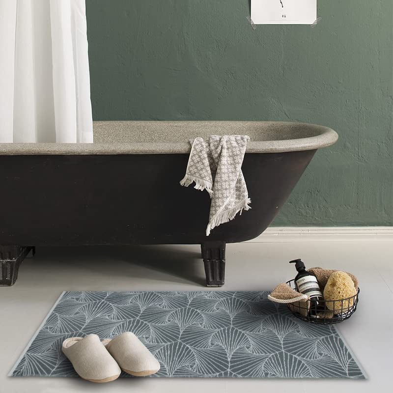 Boho Kitchen Runner Rug 2' X 4' Indoor Outdoor Area Rugs Cotton Woven Throw Rugs Washable Reversible Runners for Hallway Entryway Bathroom Laundry Farmhouse(Grey/Apricot Leaf)