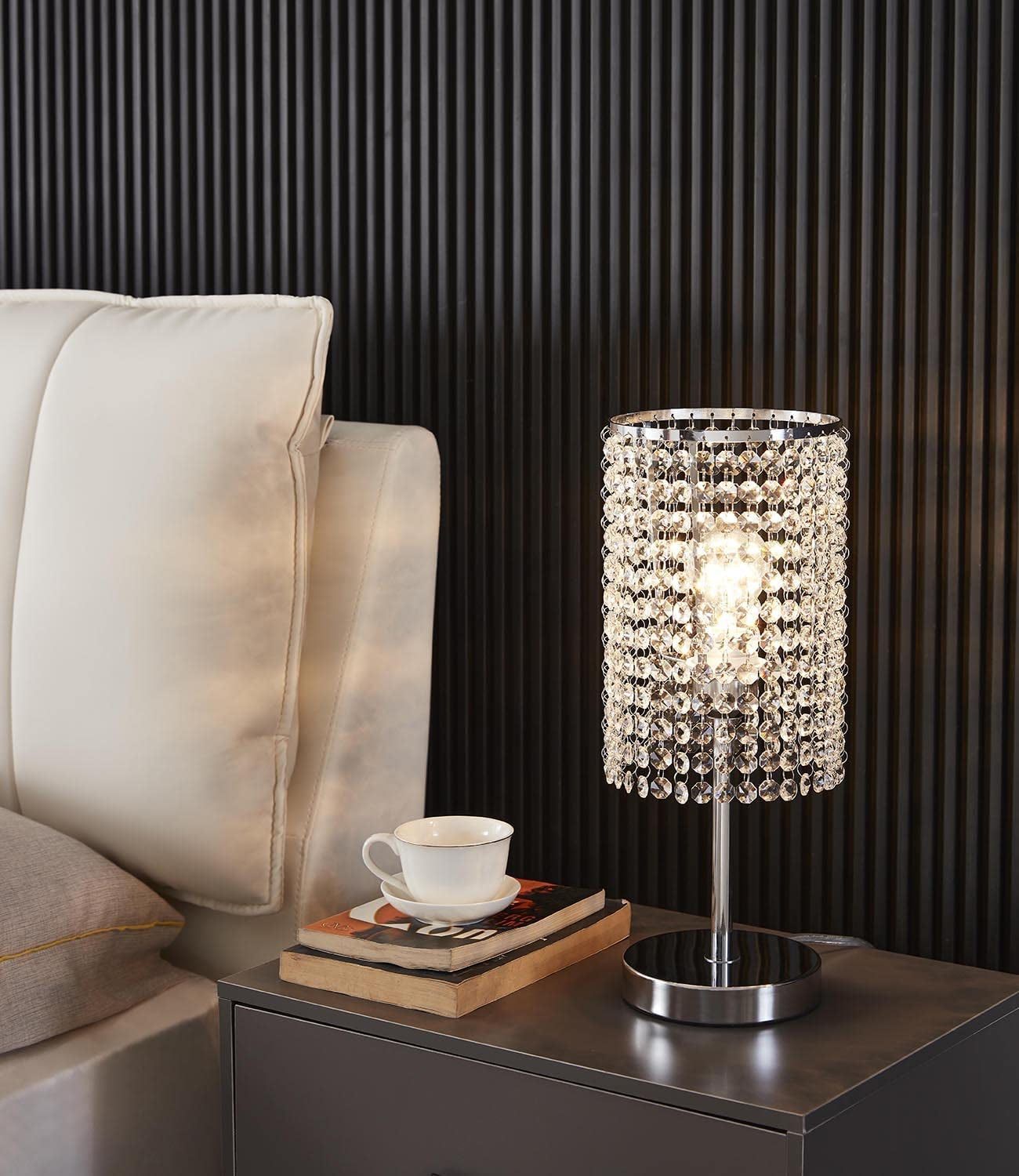 Surpars House Elegant Crystal Silver Table Lamp