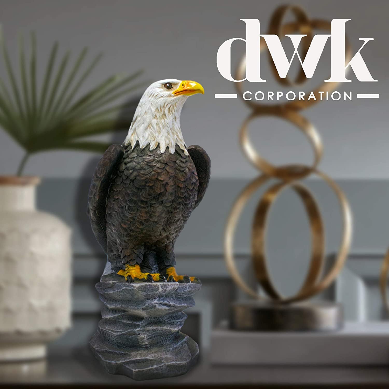 - Liberty - Majestic American Bald Eagle on Rock Desk Statue Figurine Patriotic Sculpture USA Freedom Office Bookshelf Tabletop Home Decor Accent, 9-Inch…