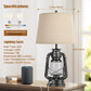 Set of 2 Touch Control Table Lamps, 3-Way Dimmable Bedside Nightstand Lamps with USB Port, Farmhouse Lamps for Bedrooms Living Room Reading End Table with Night Light Miner Lantern, Led Bulbs Included