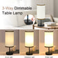 Bedside Lamp with 2 USB Ports,  3-Way Dimmable Touch Control Table Lamp for Bedroom, Nightstand Lamp with round White Fabric Shade for Living Room Home Office (E26 LED Bulb Included)