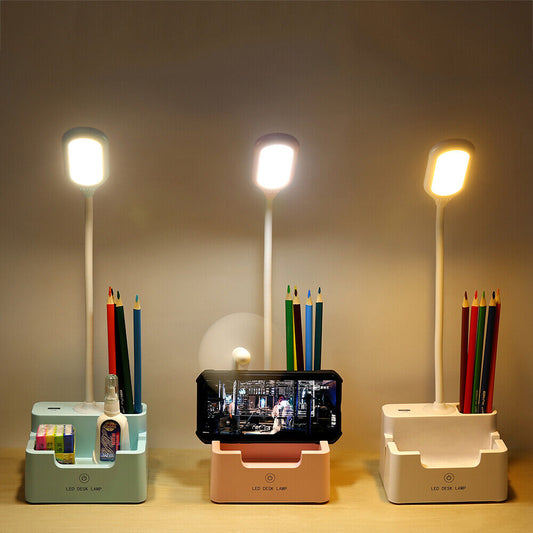 Touch LED Desk Lamp Bedside Study Reading Table Light USB Ports Dimmable Holder