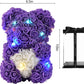 Gifts for Women,Rose Teddy Bear- over 300 Flowers on Every Rose Flower Bear,Rose Bear, Gifts for Mom, Birthday Gifts, Gifts for Girls - 10 Inch Clear Gift Box (Purple)