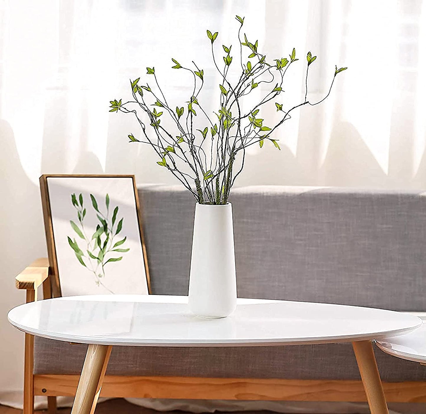 11 Inch Matte White Ceramic Flower Vase for Home Décor, Design Box Package, VS-MAT-W-11