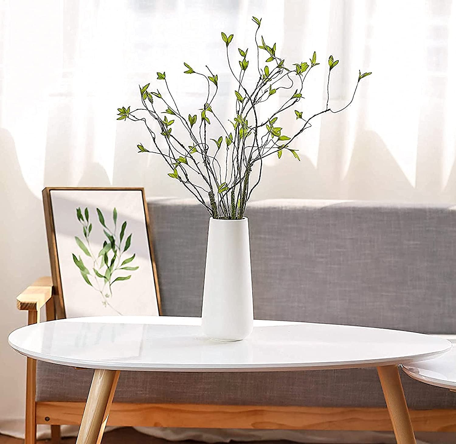 11 Inch Matte White Ceramic Flower Vase for Home Décor, Design Box Package, VS-MAT-W-11
