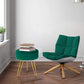 round Velvet Footrest Stool Ottoman Modern Foot Stool with 3 Golden Metal Leg, for Dressing Table Stool, Shoes Bench in Living Room Bedroom