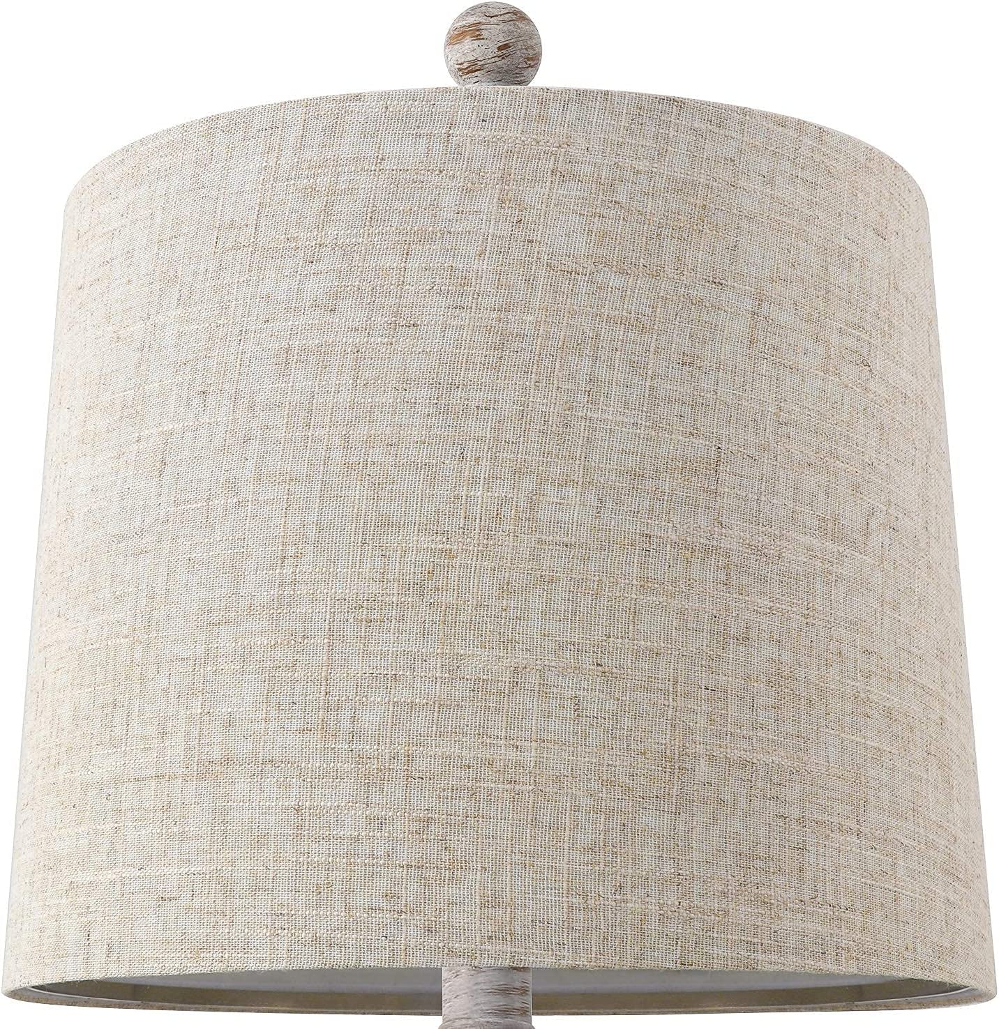PORTRES 24.5'' Traditional Table Lamp Set of 2 for Living Room Linen Fabric Lampshade Bedside Nightstand Lamps for Bedroom Kids Room Study Room Office Rustic Table Lamps Resin