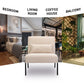 Cream Accent Chair for Living Room Tuffed Upholstered Sofa Chairs Fabric Armless Contemporary Accent Chair Mid Century Fabric Roll Arm Living Room Chair with Metal Legs