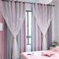 Curtains for Girls Bedroom Kids Curtain Hollow-Out Star Window Nursery Curtain 63 Inches Length Room Darkening Grommet 2 Layers (Pink Grey, W52 X L63)