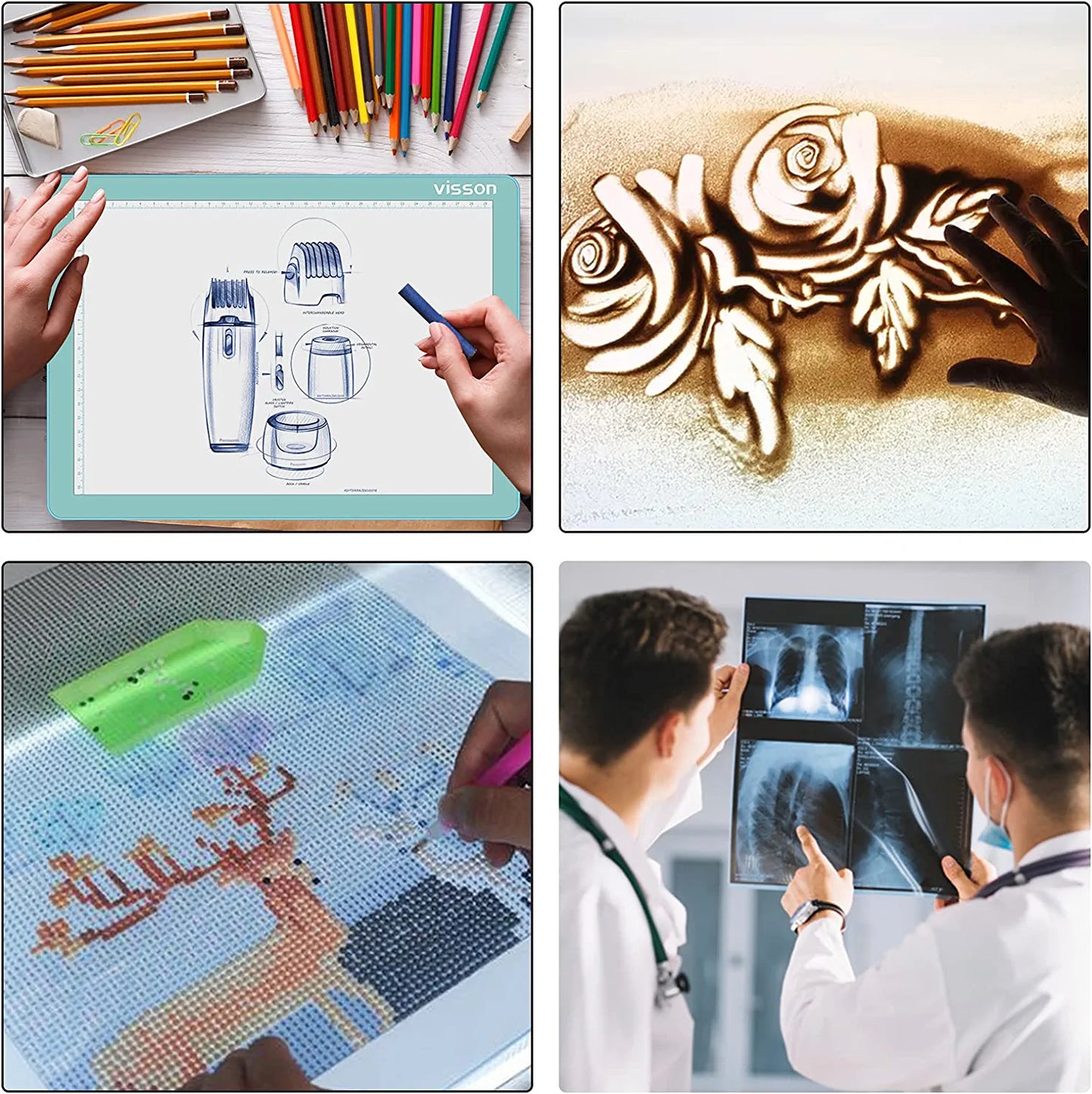 Portable A4 Tracing LED Copy Board Light Pad,Light Board with Protect Frame,Ultra-Thin 3 Color Temperatures Stepless Dimming Light Box for Weedind Vinyl,Sketching,Animation,Diamond Painting,Blue