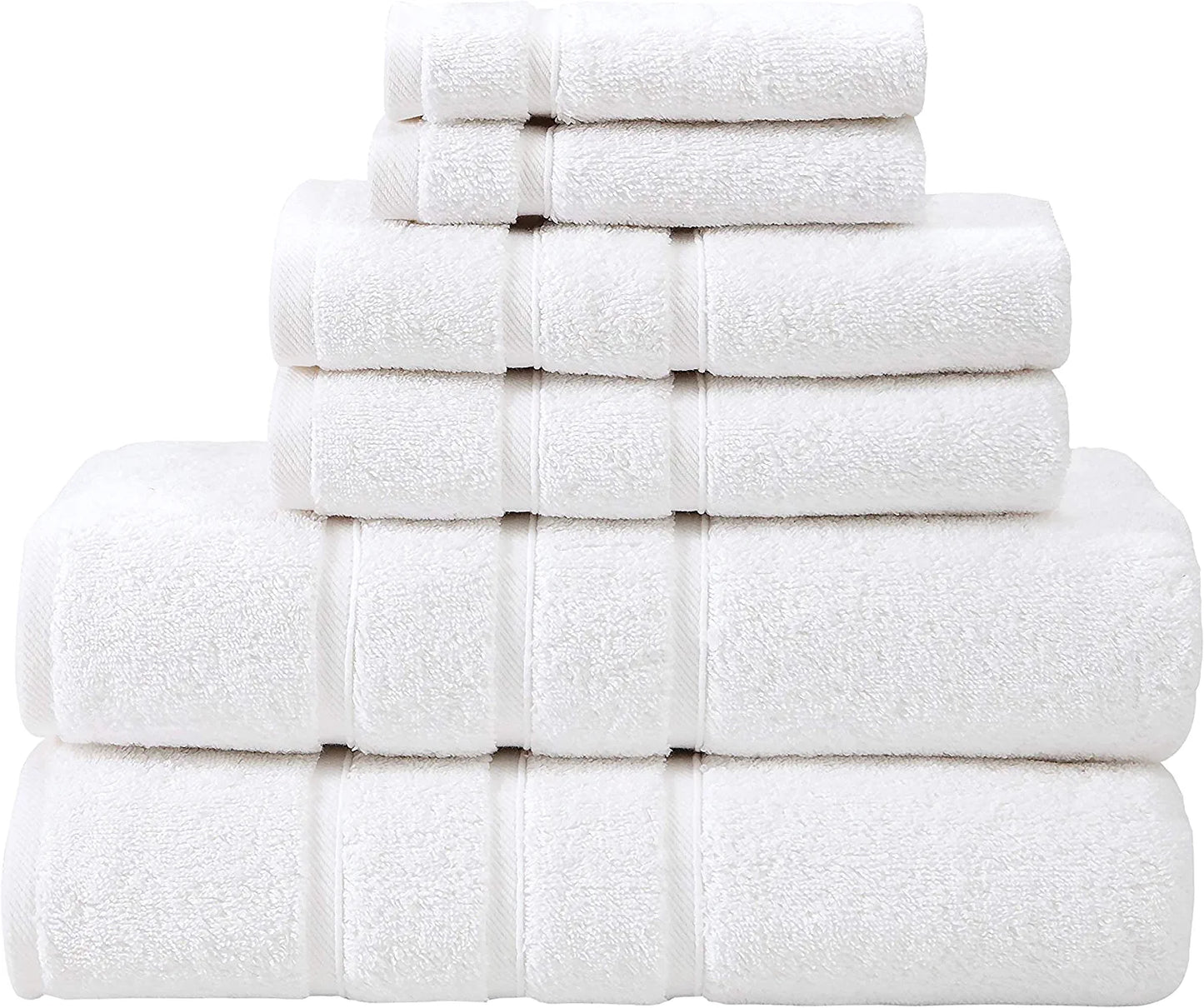 White Bath Towel Set - Turkish Cotton Hotel Towels - Turkish Bathroom Towel Set - Turkish Cotton Bath Towels Set of 6 by Upthrone
