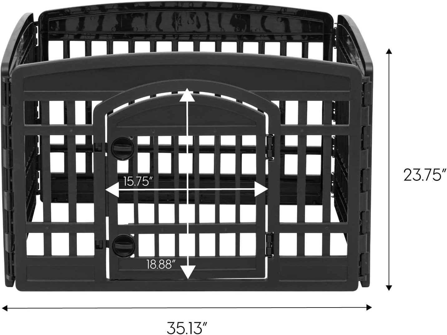 IRIS USA Dog Playpen, Exercise Pet Playpen with Door for Small & Medium Dogs, 4-Panel, 24" H, Black