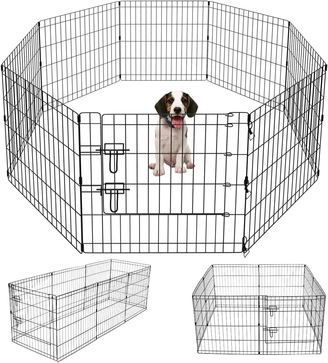 Pet Playpen Puppy Playpen Kennels Dog Fence Exercise Pen Gate Fence Foldable Dog Crate 8 Panels 24 Inch Kennels Pen Playpen Options Ideal for Pet Animals Outdoor Indoor (24 Inch)