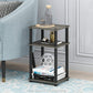 Just 3-Tier Turn-N-Tube End Table / Side Table / Night Stand / Bedside Table with Plastic Poles, 1-Pack, French Oak Grey/Black