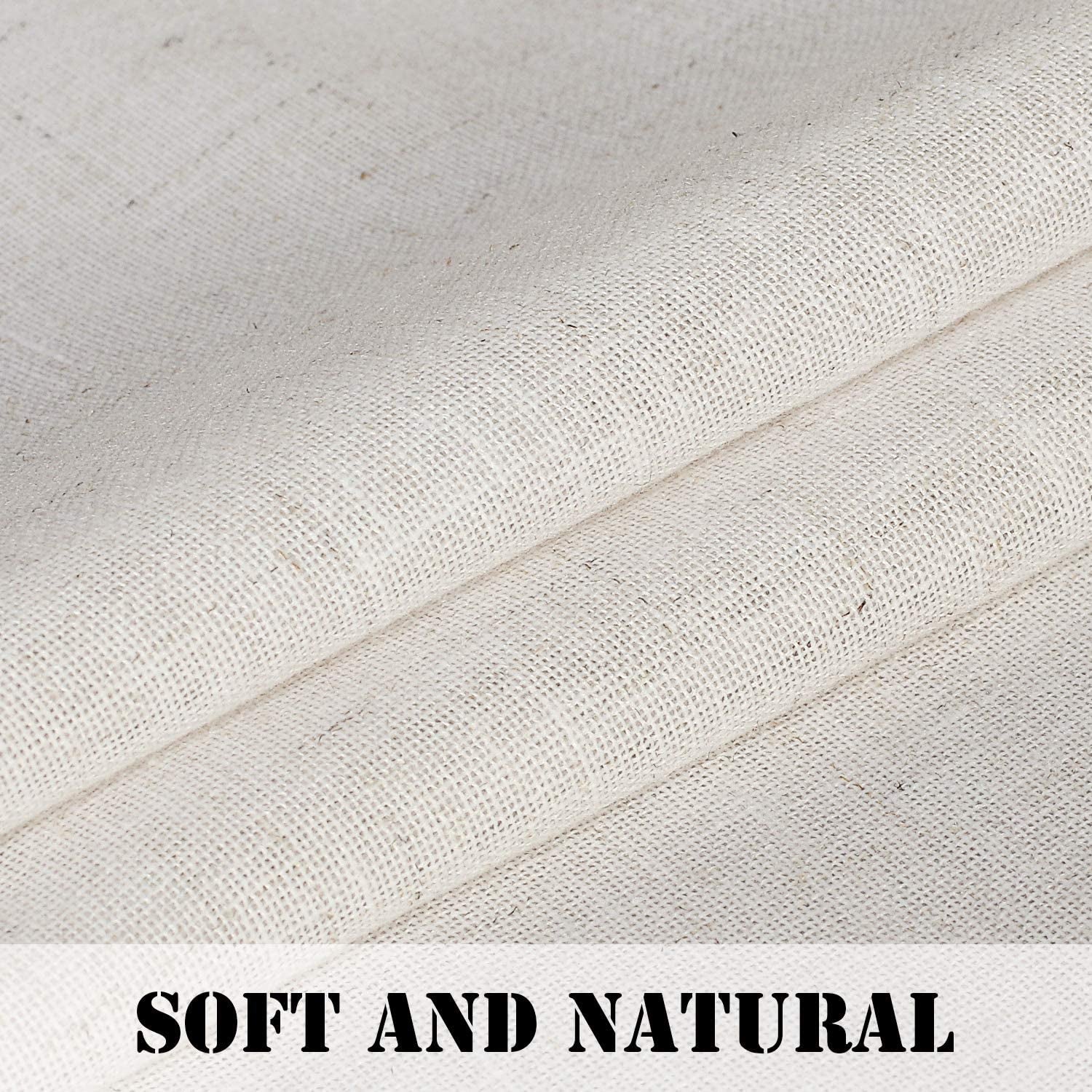 2 Pack Ultra Luxurious High Woven Linen Elegant Curtain Panels Light Reducing Privacy Panels Drapes, Tab Top Curtain Set, Extra Long 52X108-Inch, Natural