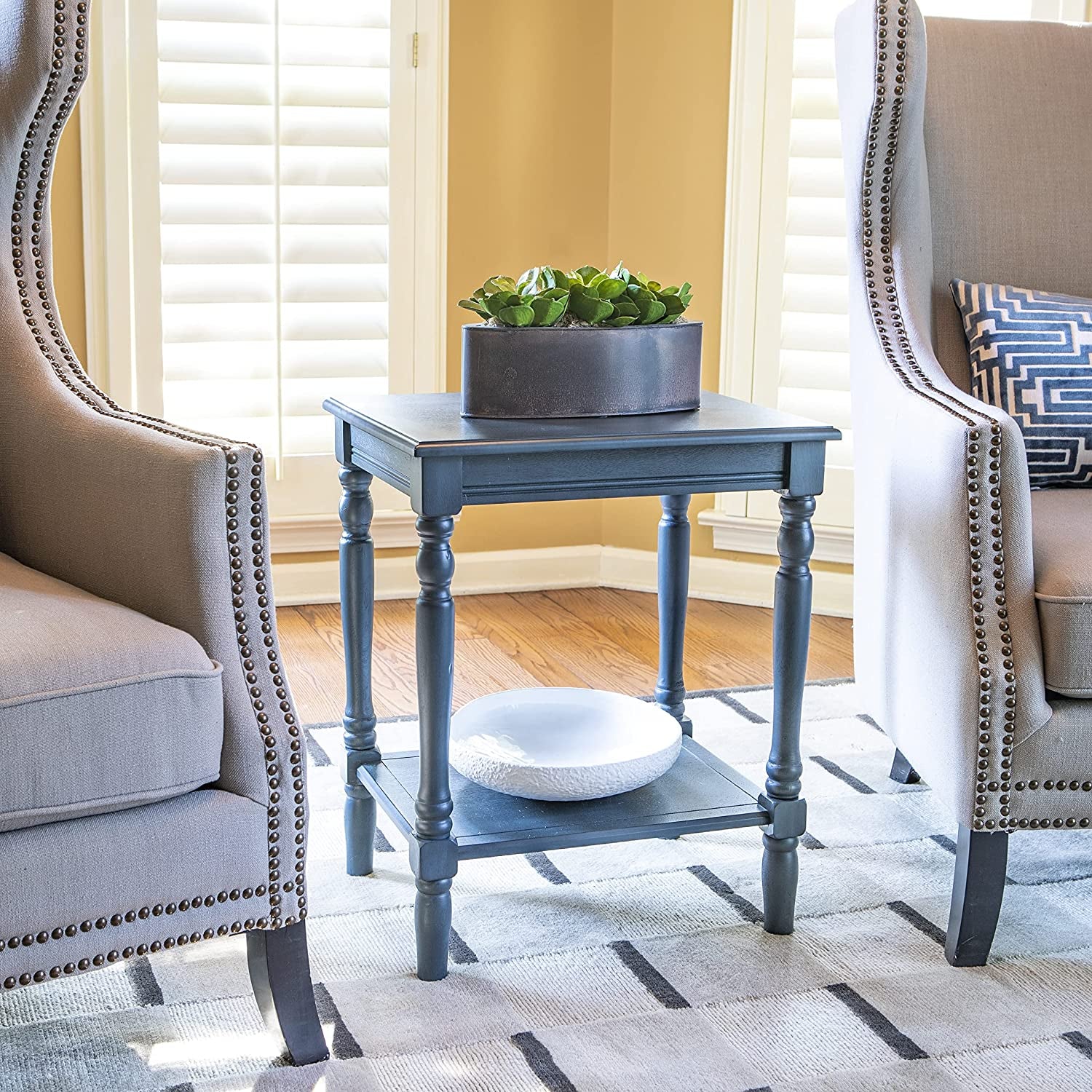 Simplify 24" End Side Table, 24 X 19.5 X 15.75, Antique Iced Blue