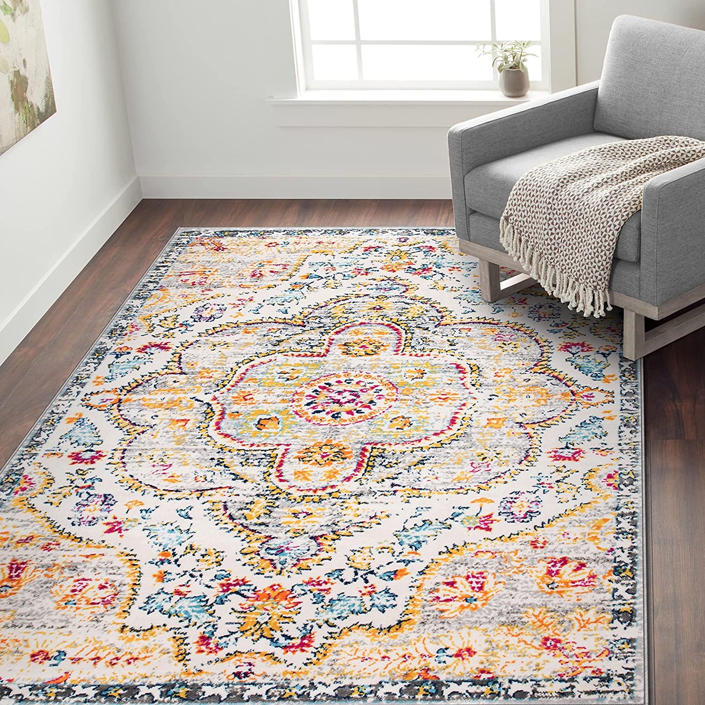 Vintage Distressed Bohemian Area Rug 3'3" X 5' Gray