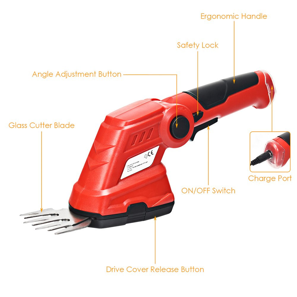 IRONMAX 3.6V 2-In-1 Cordless Grass Shear Cutter Shrub Trimmer W/Rechargeable Battery