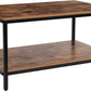 Coffee Table with Metal Frame,2-Tier Tea Table with Storage Shelf,Cocktail Table TV Stand Side End Table, Accent Furniture for Home Office Living Room