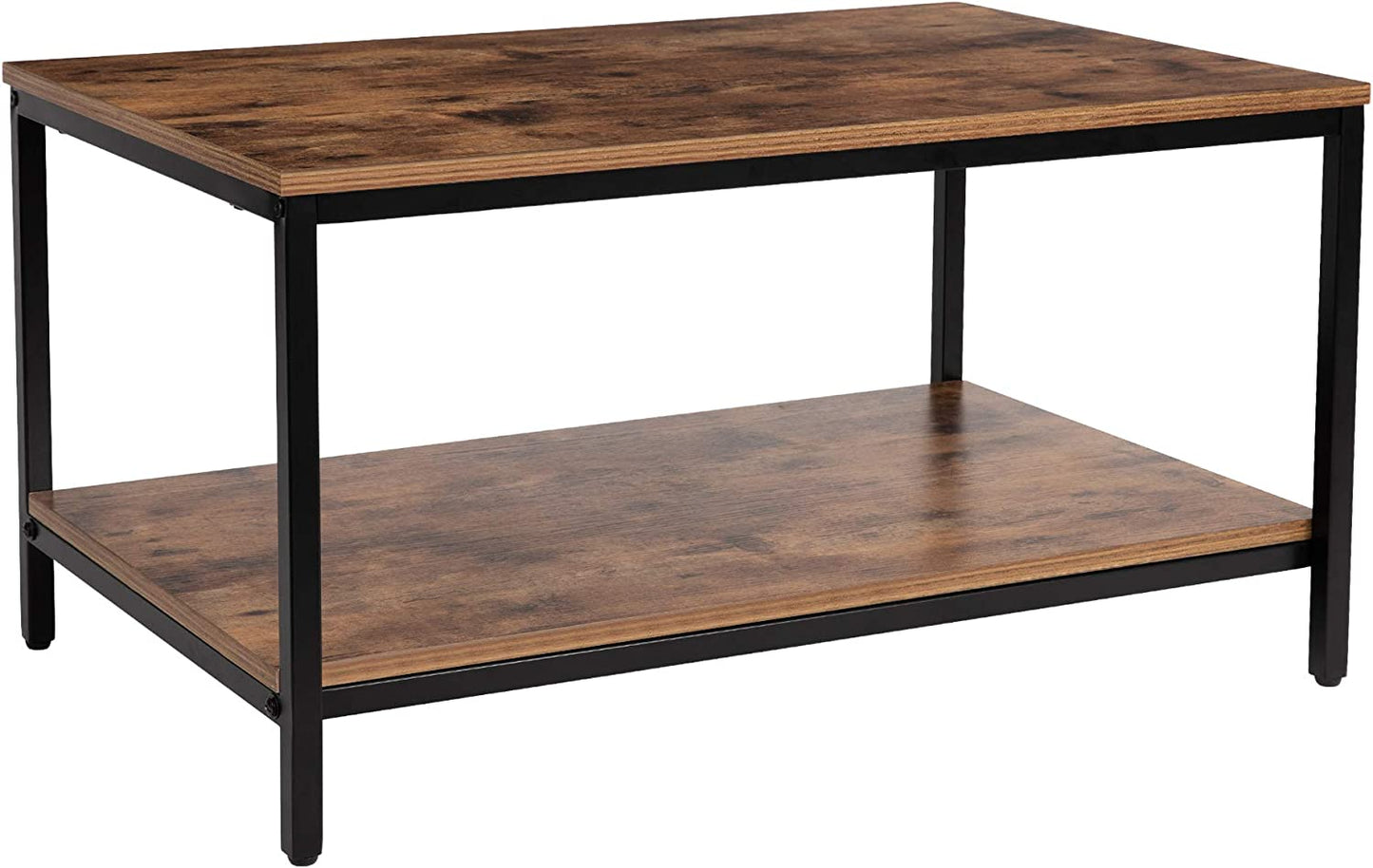 Coffee Table with Metal Frame,2-Tier Tea Table with Storage Shelf,Cocktail Table TV Stand Side End Table, Accent Furniture for Home Office Living Room